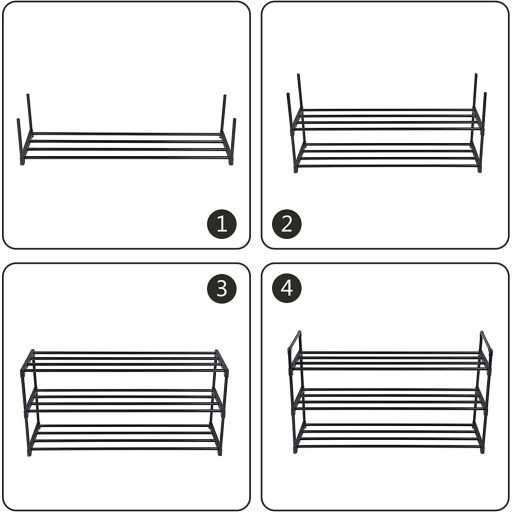 SONGMICS 3 szintes cipőtartó, cipőrendező, fém tároló állvány, 12-15 pár cipőhöz,