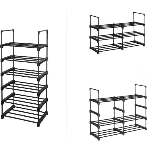 SONGMICS 6 szintes cipőtartó, vas cipőtároló szervező, testreszabható kialakítás,