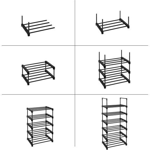 SONGMICS 6 szintes cipőtartó, vas cipőtároló szervező, testreszabható kialakítás,