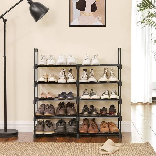 SONGMICS Cipőtartó, 10 szintes fém cipőtároló szervező, testreszabható kialakítás, fém