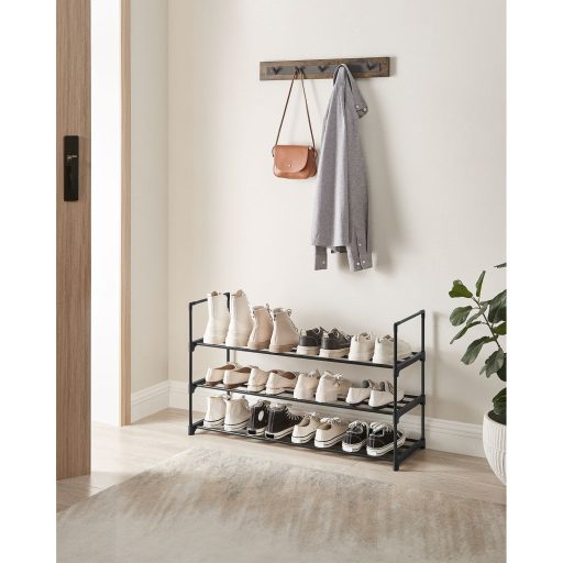 SONGMICS 3-polcos cipőtartó, fém cipő tároló szervező, könnyen összeszerelhető, 12-15 pár