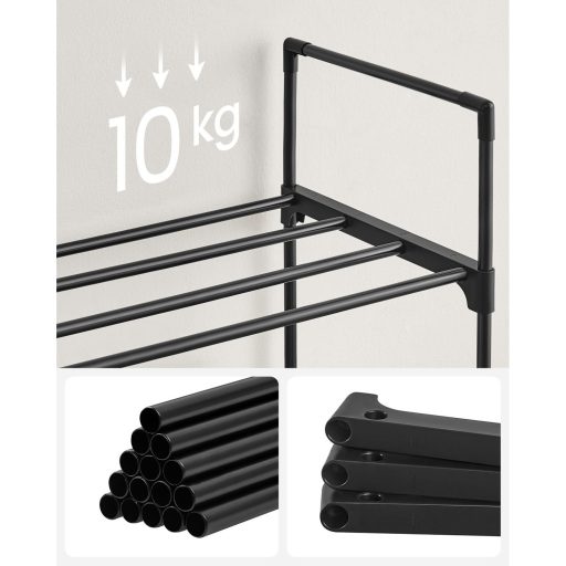 SONGMICS 3-polcos cipőtartó, fém cipő tároló szervező, könnyen összeszerelhető, 12-15 pár