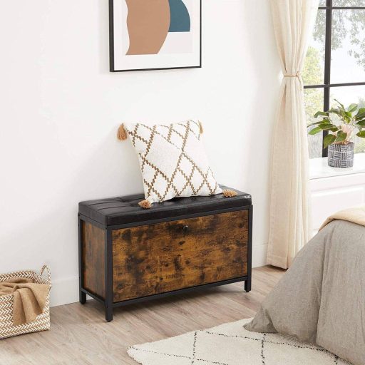 VASAGLE Cipőpad Párnázott Cipőrendező Lehajtható Cipőszekrény 6 Pár Cipőhöz Acélkeret