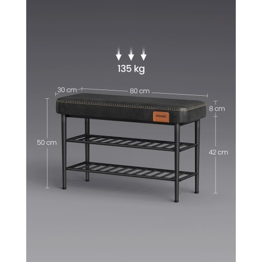 VASAGLE EKHO Kollekció LSB054B01 Cipőpad, Ülőhely, Bejárati Terület, Műbőr, Varrások, 60-as