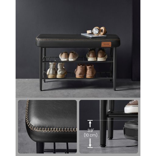 VASAGLE EKHO Kollekció LSB054B01 Cipőpad, Ülőhely, Bejárati Terület, Műbőr, Varrások, 60-as