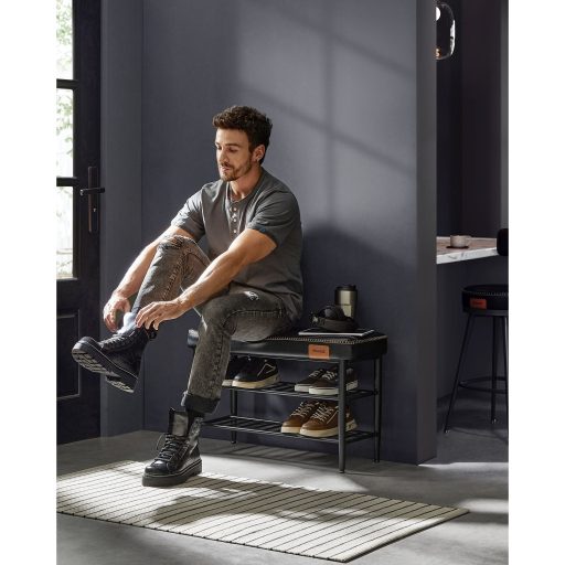 VASAGLE EKHO Kollekció LSB054B01 Cipőpad, Ülőhely, Bejárati Terület, Műbőr, Varrások, 60-as