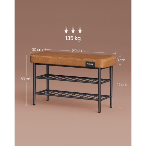 VASAGLE EKHO LSB054K01 Cipőpad varrással 30 x 80 x 50 cm Modern 135 kg teherbírás 135 kg műbőr