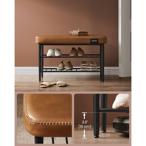 VASAGLE EKHO LSB054K01 Cipőpad varrással 30 x 80 x 50 cm Modern 135 kg teherbírás 135 kg műbőr