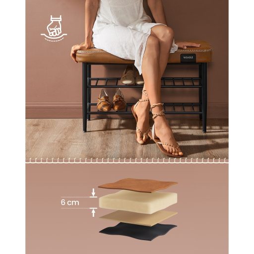 VASAGLE EKHO LSB054K01 Cipőpad varrással 30 x 80 x 50 cm Modern 135 kg teherbírás 135 kg műbőr