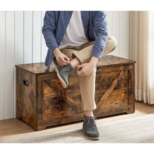 VASAGLE tárolóláda, tárolópad, takaródoboz 2 biztonsági zsanérral, cipőtároló pad, pajta