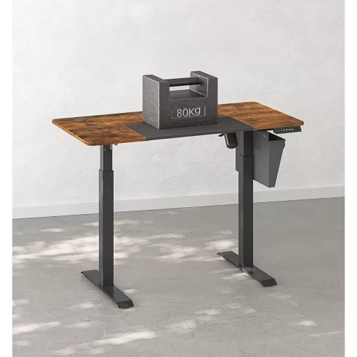 Elektromosan állítható íróasztal komplett, rusztikus barna 120x60x72-120cm