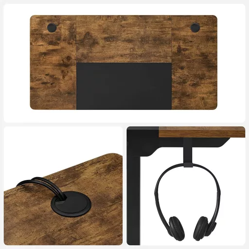 Elektromosan állítható íróasztal komplett, rusztikus barna 120x60x72-120cm