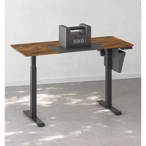 Elektromosan állítható íróasztal komplett, rusztikus barna 140x60x72-120cm
