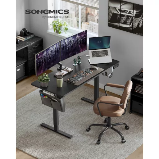 Elektromosan állítható íróasztal, 60 x 140 x (72-120) cm, fekete