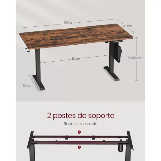 Elektromosan állítható íróasztal 70 x 160 x (72-120)cm