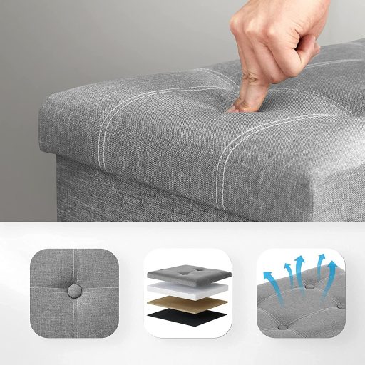 SONGMICS LSF001G02 Pad tárolóhellyel, láda, összecsukható, 76 x 38 x 38 cm, műszálas vászon