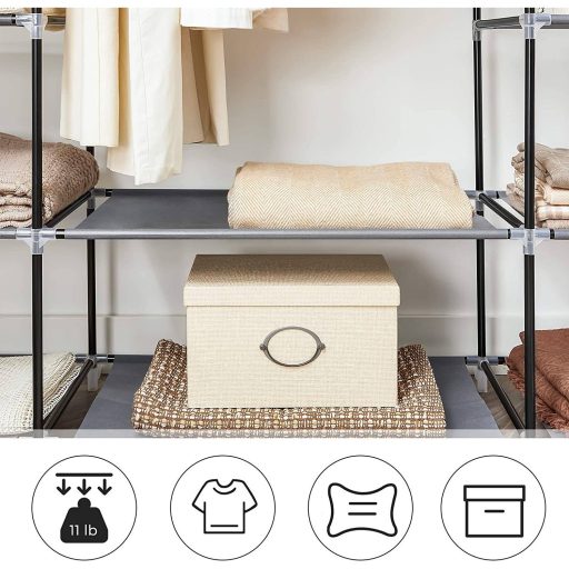 SONGMICS Hordozható Ruhásszekrény, Összecsukható Gardrób, Ruhatároló Szervező