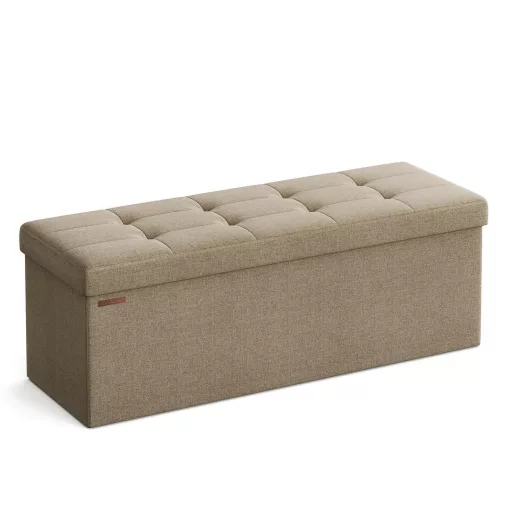 Összecsukható szövet tárolópuff, homokbarna 110x38x38cm