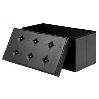 SONGMICS Összecsukható Puff/Ottomán 80 Literes Tárolóval és Puha Üléssel 2-3 Személy