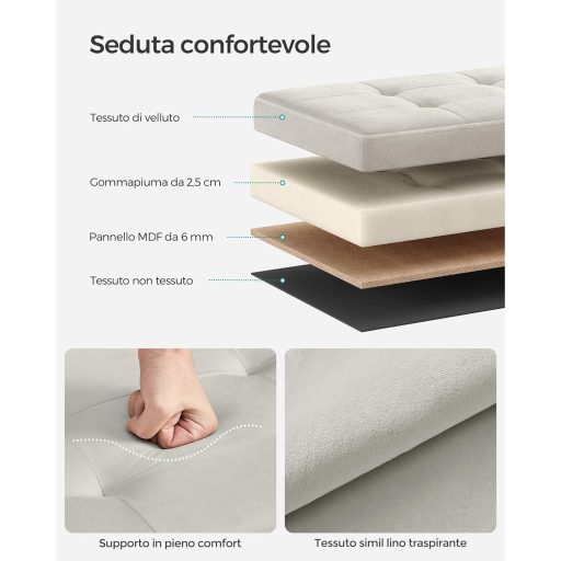 SONGMICS Összecsukható Tároló, Bársony Láda, Fedeles Tároló, Lábzsámoly, 31 x 41 x 31 cm,