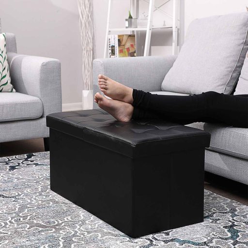 SONGMICS 80 L Összecsukható Tárolópad Tárolódoboz Felnyitható Fedéllel 300 kg