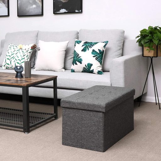 SONGMICS 80L tároló ülőke, összecsukható cipőpad, felnyitható fedéllel, 300 kg