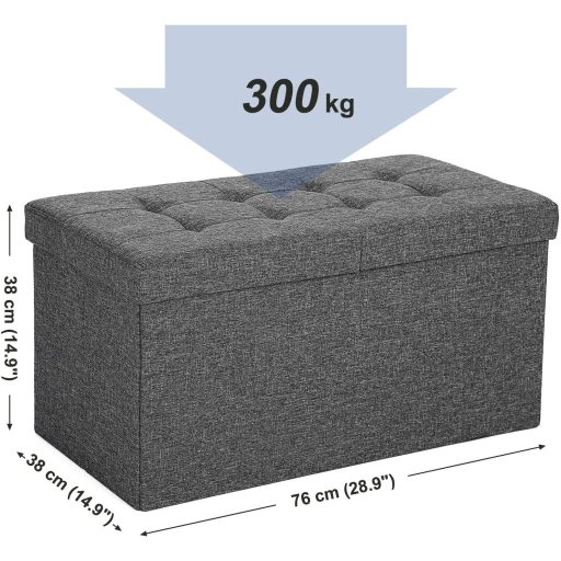 SONGMICS 80L tároló ülőke, összecsukható cipőpad, felnyitható fedéllel, 300 kg