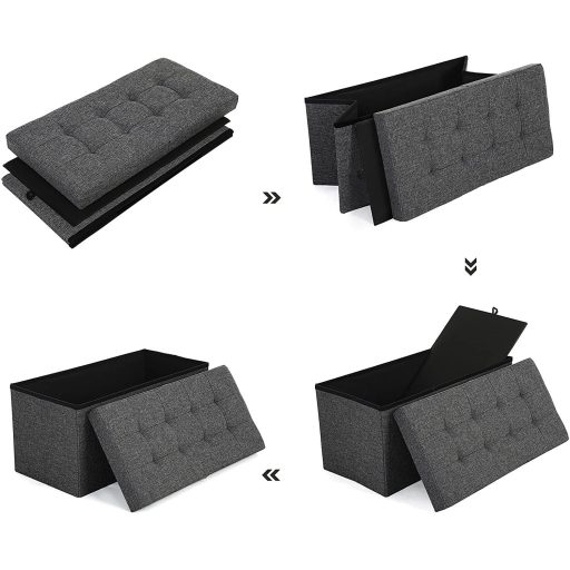 SONGMICS 80L tároló ülőke, összecsukható cipőpad, felnyitható fedéllel, 300 kg