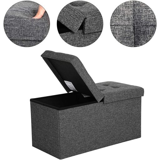 SONGMICS 80L tároló ülőke, összecsukható cipőpad, felnyitható fedéllel, 300 kg