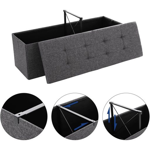 SONGMICS 120L tároló ülőke, összecsukható cipőpad, felnyitható fedéllel, 300 kg