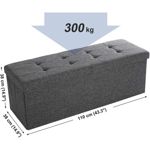 SONGMICS 120L tároló ülőke, összecsukható cipőpad, felnyitható fedéllel, 300 kg