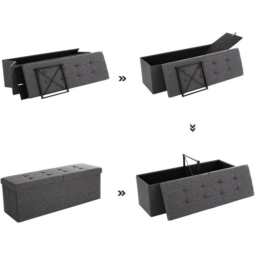 SONGMICS 120L tároló ülőke, összecsukható cipőpad, felnyitható fedéllel, 300 kg