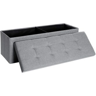 SONGMICS 43 hüvelykes összecsukható tároló ülőpad, tárolóláda, lábtartó zsámoly,