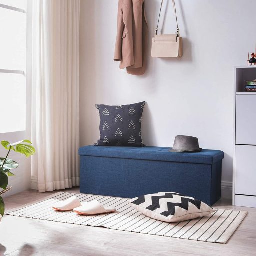 SONGMICS tároló ülőpad, párnázott láda fedéllel, összecsukható ülés, 120 literes