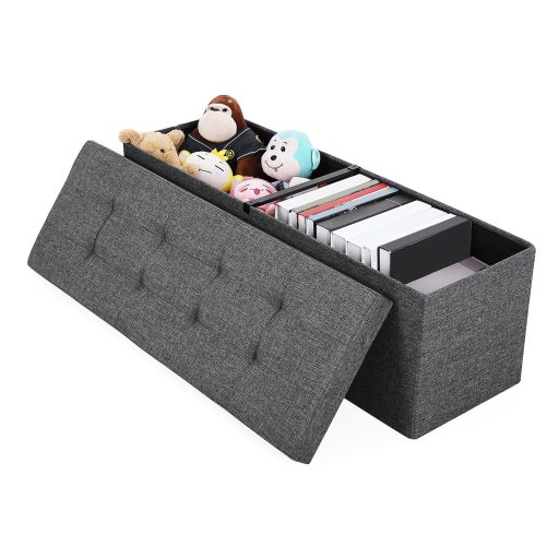 Songmics pad tárolóhellyel, ülőpad, tárolódoboz, összecsukható, max. statikus teherbírás