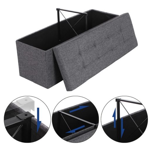 Songmics pad tárolóhellyel, ülőpad, tárolódoboz, összecsukható, max. statikus teherbírás