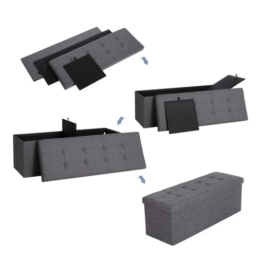 Songmics pad tárolóhellyel, ülőpad, tárolódoboz, összecsukható, max. statikus teherbírás