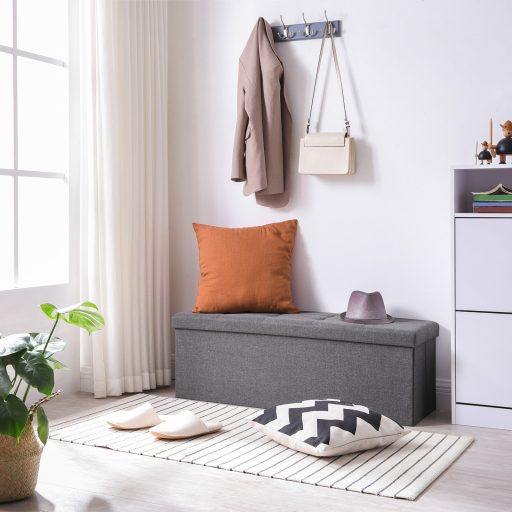 Songmics pad tárolóhellyel, ülőpad, tárolódoboz, összecsukható, max. statikus teherbírás