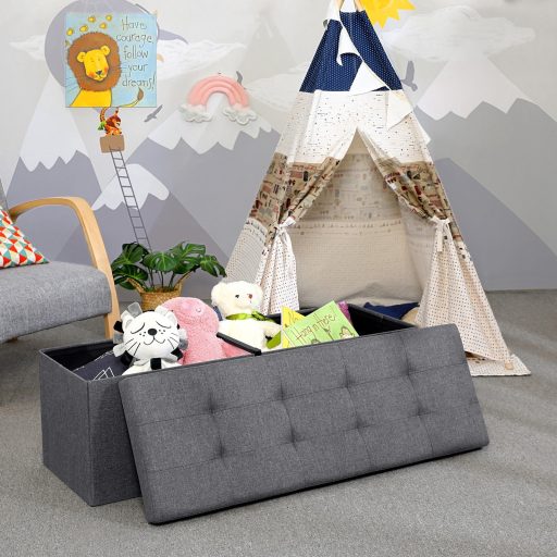 Songmics pad tárolóhellyel, ülőpad, tárolódoboz, összecsukható, max. statikus teherbírás