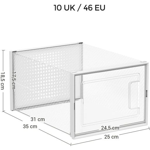 SONGMICS cipősdobozok, 18 darabos csomag, egymásra rakható cipőtároló szervezők,
