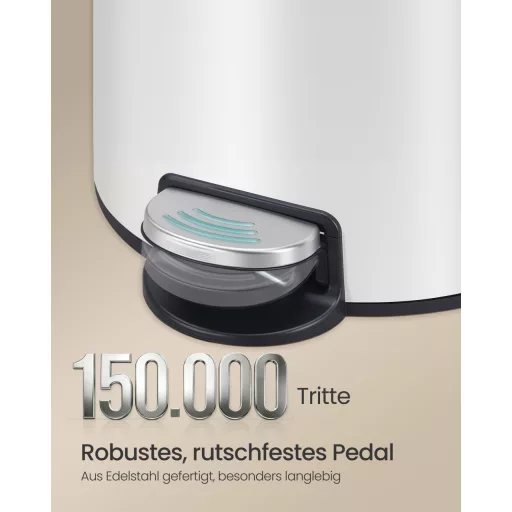 Kerek szemetes, 30L, pedálos, acél, műanyag vödörrel, lágy záródású, felhő
