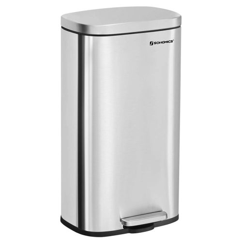 SONGMICS Konyhai Szemetes, Pedálos Szemetes 30L, Műanyag Belső Vödörrel, Zsanéros Fedéllel,