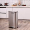 SONGMICS Konyhai Szemetes, Pedálos Szemetes 30L, Műanyag Belső Vödörrel, Zsanéros Fedéllel,