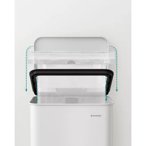 SONGMICS LTB540W4002 40 literes acél pedálos szemetes fedéllel és 15 zsákkal, fehér