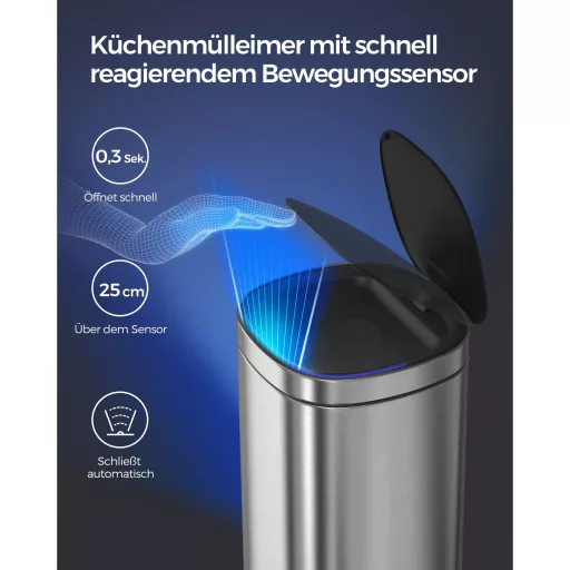 SONGMICS LTB620E50 50 literes automatikus mozgásérzékelős konyhai szemetes, több színű