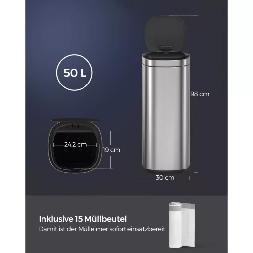 SONGMICS LTB620E50 50 literes automatikus mozgásérzékelős konyhai szemetes, több színű