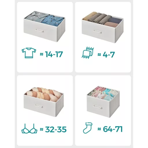 SONGMICS LTS523W57 Komód, Szekrény, Tárolóegység, 7 Fiókos Szövet Fiókokkal és