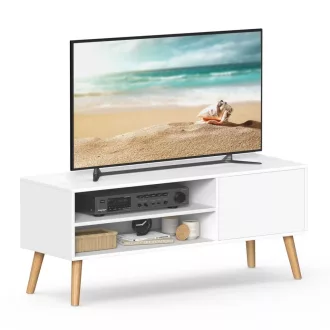 TV szekrény ajtóval és polcokkal, fehér 120x40x49cm