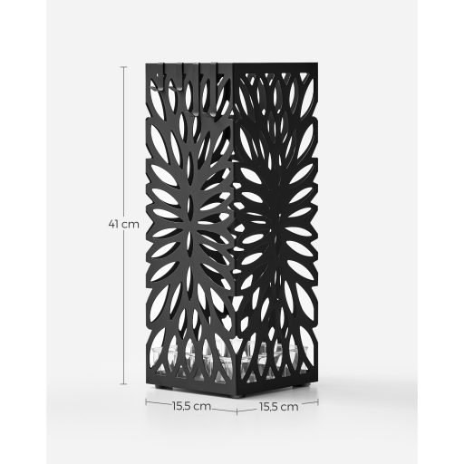 SONGMICS esernyőtartó, bejárati esernyőtartó, acél négyzet alakú esernyőállvány, szabadon