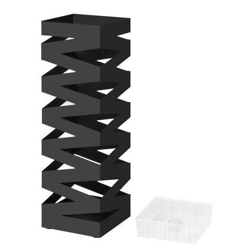 SONGMICS Fém Esernyőtartó, Négyszögletes Esernyőtartó Állvány, Kampókkal és